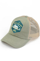 Olive C.C WHEREVER I LAY MY HEAD IS HOME PATCH PONY CAP is the perfect accessory for any outdoor adventure. Made with high-quality materials, this cap features a unique "home patch" design, providing comfort and sun protection. This stylish and practical pony cap shows off your love for the great outdoors.