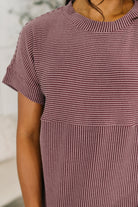 On Repeat Cable Ribbed Knit Tee - Charming Charlie