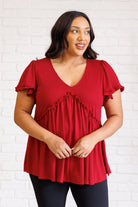 One Day Soon V-Neck Ruffle Detail Top - Charming Charlie