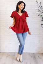 One Day Soon V-Neck Ruffle Detail Top - Charming Charlie