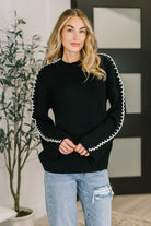 One Stitch at a Time Pullover in Black - Charming Charlie