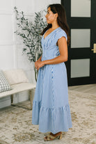 Only Chance Pleated Smock Waist Maxi Dress in Blue - Charming Charlie