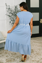 Only Chance Pleated Smock Waist Maxi Dress in Blue - Charming Charlie