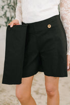 Only Pair Faux Wrap Skort in Black - Charming Charlie