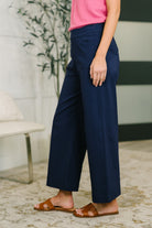 Only Pair High Waisted Wide Leg Bottoms in Navy - Charming Charlie