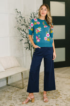 Only Pair High Waisted Wide Leg Bottoms in Navy - Charming Charlie