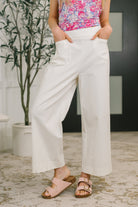Only Pair High Waisted Wide Leg Bottoms in Off White - Charming Charlie