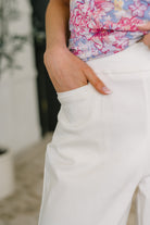 Only Pair High Waisted Wide Leg Bottoms in Off White - Charming Charlie