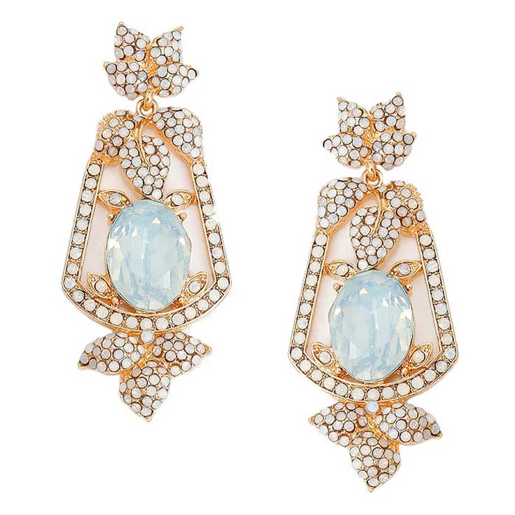 Opal White Oval Crystal Rhinestone Leaf Evening Earrings. Look like the ultimate fashionista with these Earrings! Add something special to your outfit this Valentine! special It will be your new favorite accessory. Perfect Birthday Gift, Anniversary Gift, Mother's Day Gift, Graduation Gift, Valentine's Day Gift.