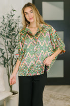 Optical Illusion Button Up Blouse - Charming Charlie