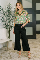 Optical Illusion Button Up Blouse - Charming Charlie