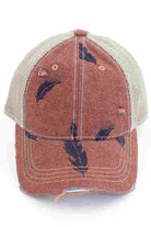 C.C LEAF MOTIF JACQUARD DENIM BASEBALL PONYCAP - Charming Charlie