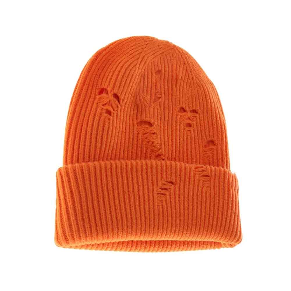 Orange  Unisex Distressed C.C. Beanie combines timeless style with everyday comfort. Crafted with a soft, breathable fabric, its distressed finish adds a subtle vintage edge, making it a versatile accessory for any wardrobe. Designed to fit all head sizes comfortably, this beanie provides warmth without sacrificing breathability, ideal for layering in cooler weather or adding a casual touch to your look year-round. 