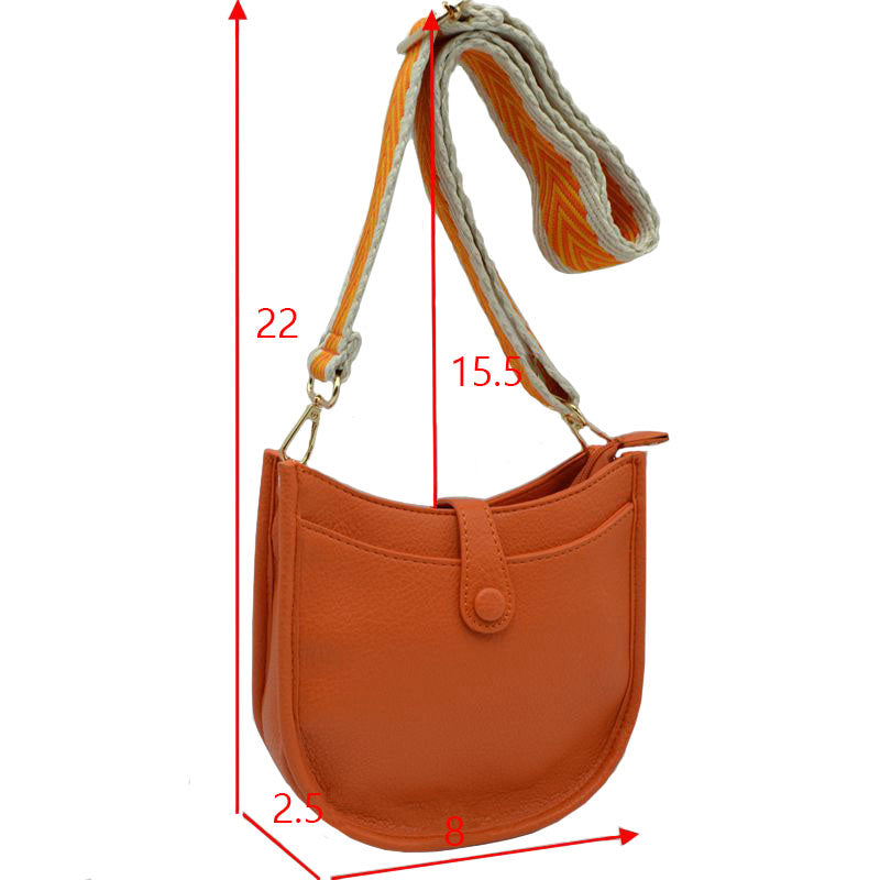 Orange Vegan Leather Guitar Strap Small Crossbody Purse, This Guitar Strap bag can be worn crossbody or on the shoulder. This Small Crossbody bag with selected durable vegan leather, nice style with various colors, Complement your existing outfit best Smooth fabric interior lining to avoid scratching item inside, Customized gold-tone metal fitting make you money's worth. Show your trendy side with this awesome crossbody bag. Have fun and look stylish with its fringe deta