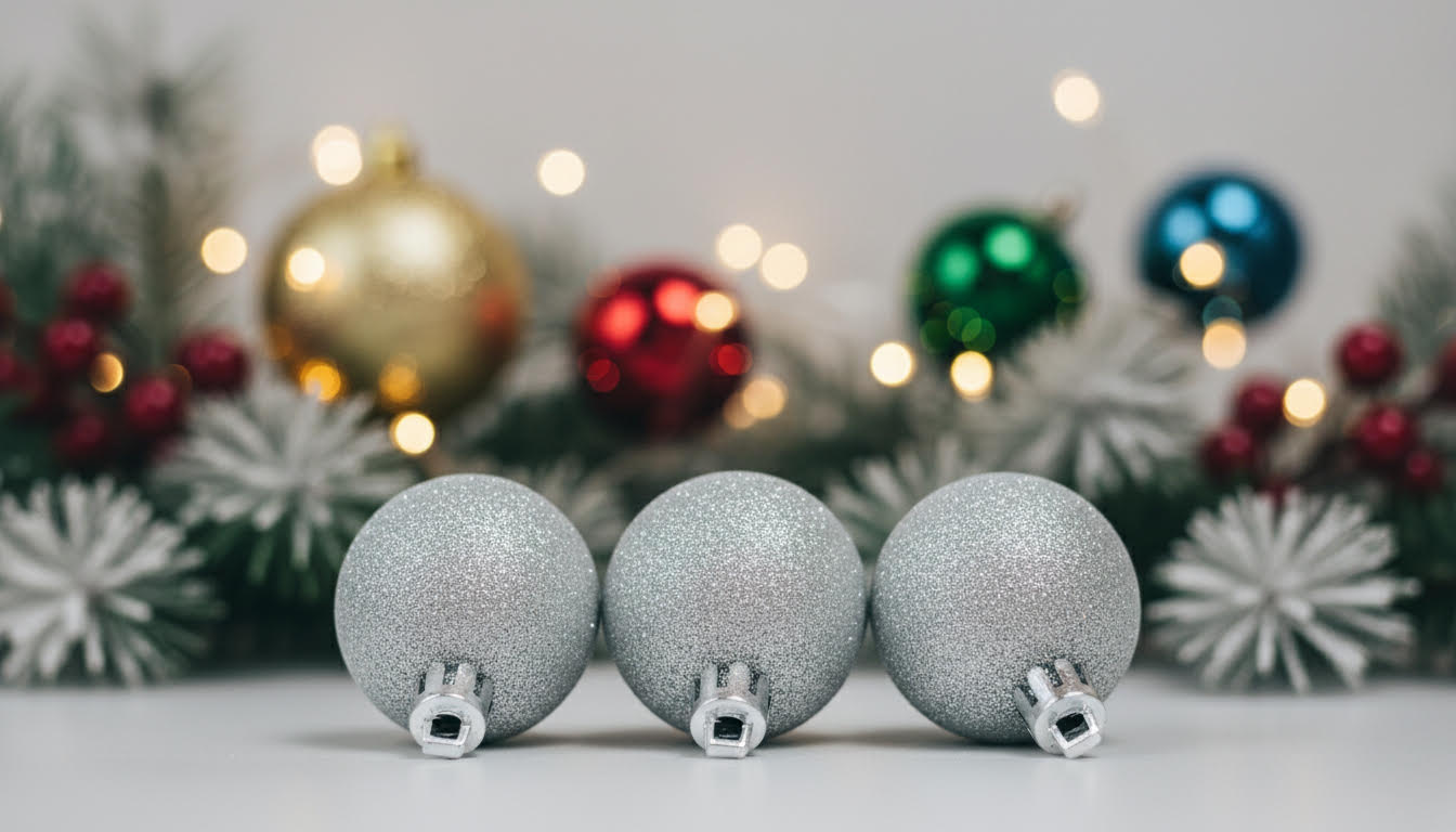 Silver Glitter Christmas Baubles. Pack of 20 - Charming Charlie