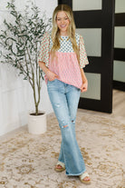 Outside Advantage Mixed Print Boho Blouse - Charming Charlie