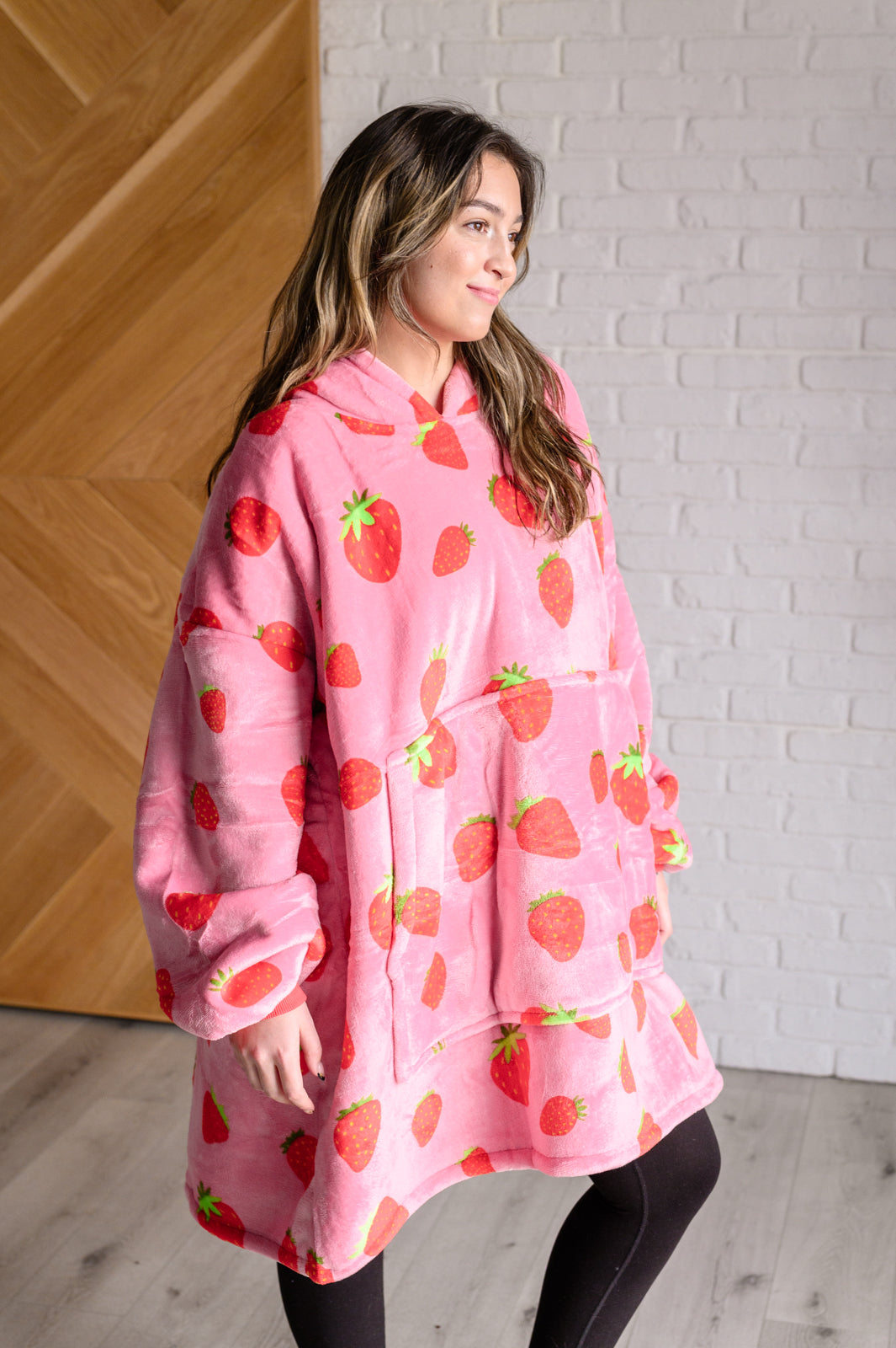 Oversized Blanket Hoodie in Strawberry - Charming Charlie