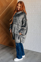 Oversized Velour Blanket Hoodie in Gray - Charming Charlie