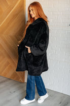 Oversized Velour Blanket Hoodie in Black - Charming Charlie