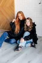 Oversized Velour Blanket Hoodie in Black - Charming Charlie
