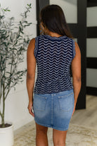 Own the Chill Wavy Striped Top in Navy - Charming Charlie