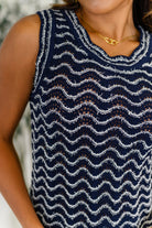 Own the Chill Wavy Striped Top in Navy - Charming Charlie