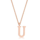 Elaina Rose Gold Stainless Steel U Initial Necklace - Charming Charlie