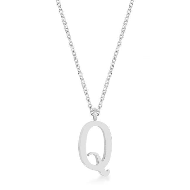 Elaina Rhodium Stainless Steel Q Initial Necklace - Charming Charlie