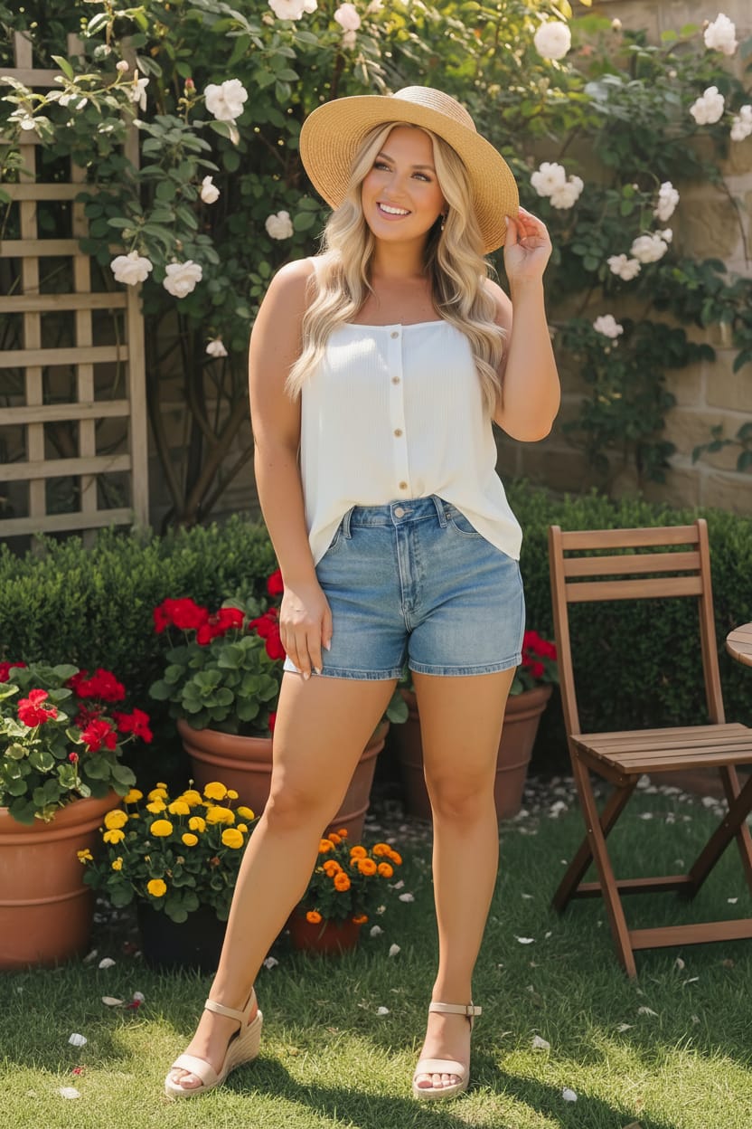Sunny Days Ribbed Button Tank - Charming Charlie