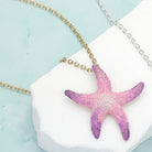 Gold, Purple Starfish Colored Metal Pendant Necklace