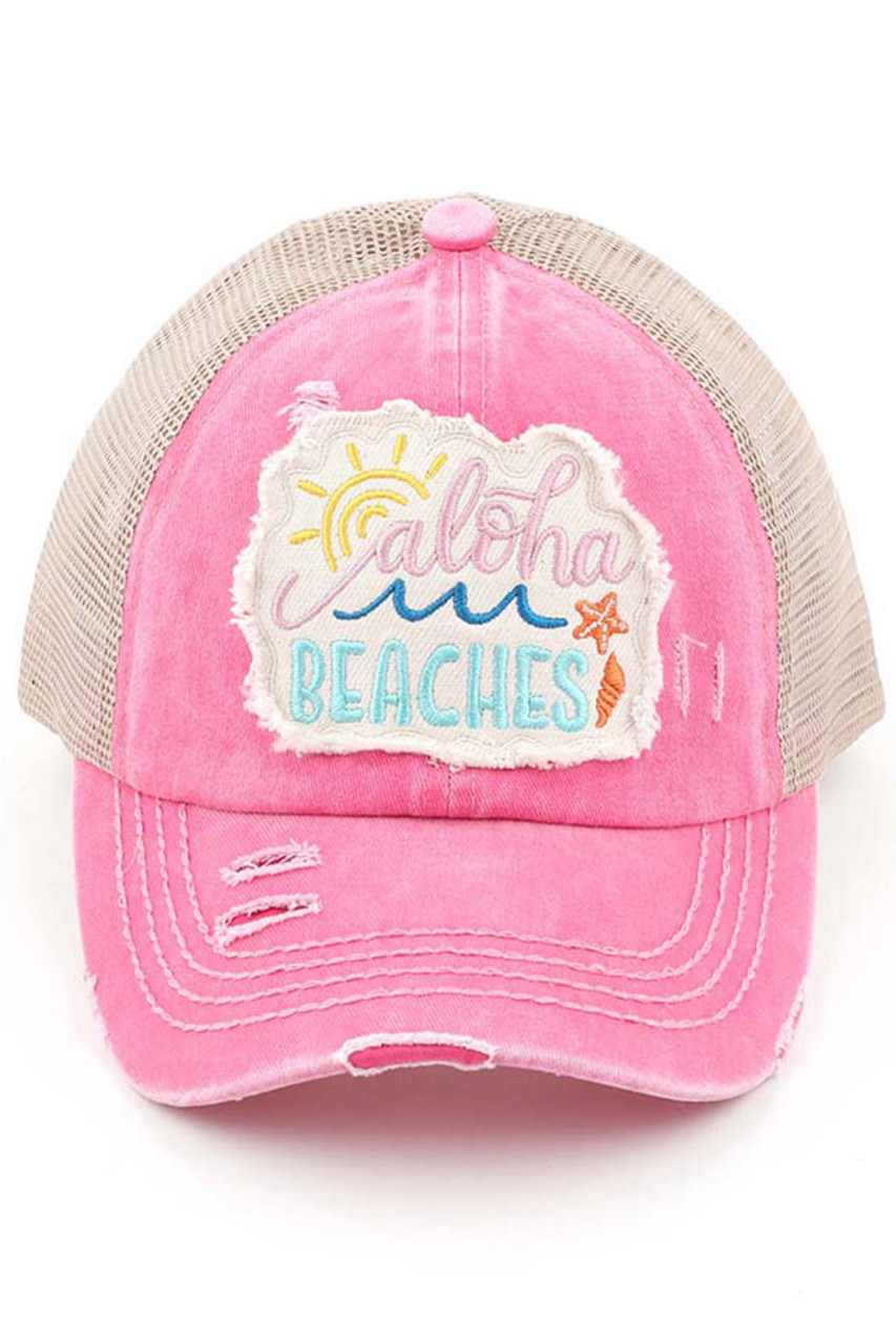 C.C DISTRESSED ALOHA BEACHES PATCH PONYCAP - Charming Charlie