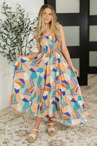 Paint Me Pretty Square Neck Dress in Lime, Blue and Tangerine - Charming Charlie