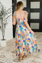Paint Me Pretty Square Neck Dress in Lime, Blue and Tangerine - Charming Charlie
