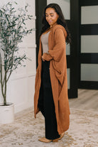 Pamper Travel Hooded Cardigan in Chestnut - Charming Charlie