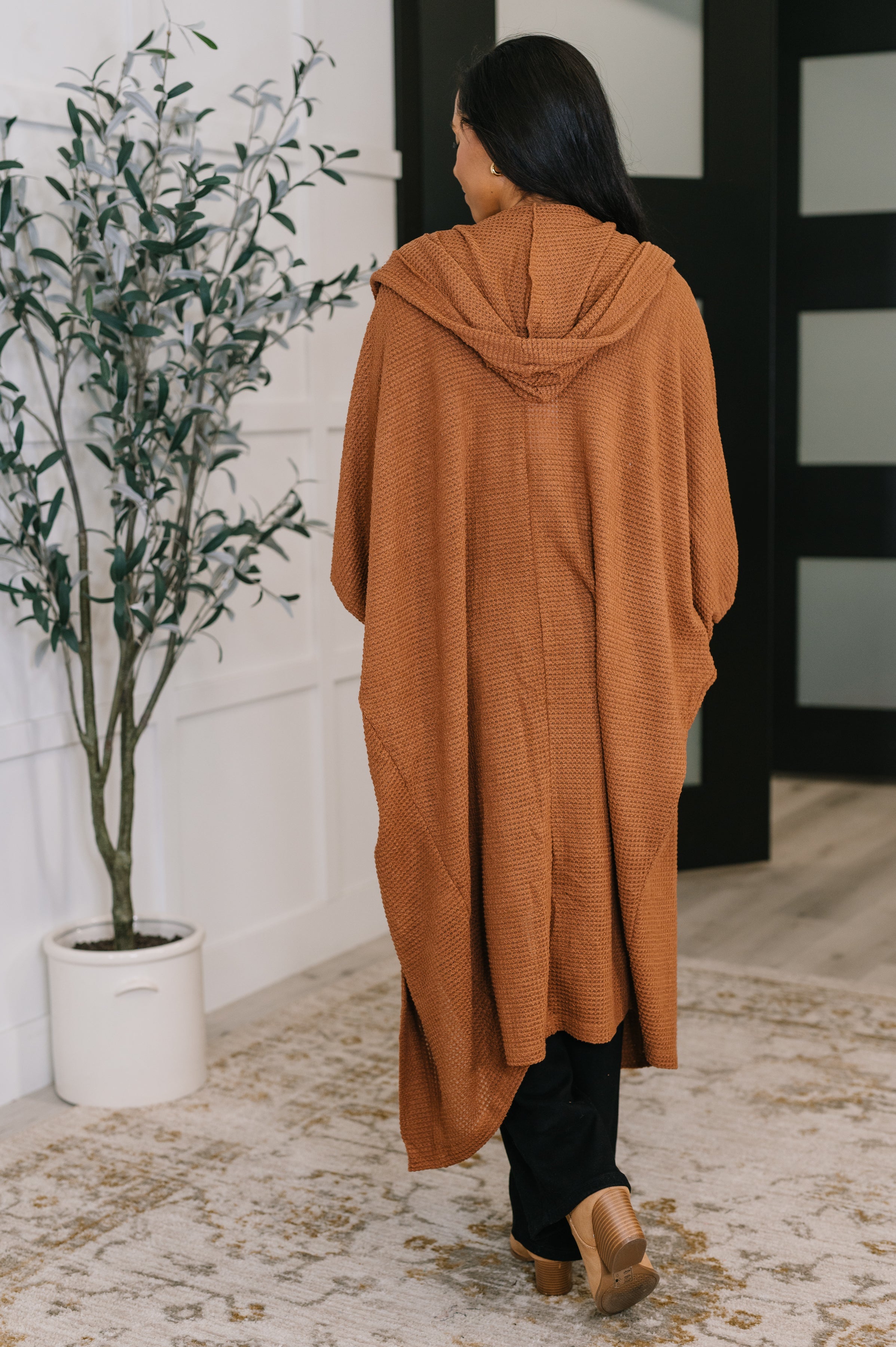 Pamper Travel Hooded Cardigan in Chestnut - Charming Charlie