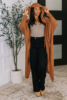 Pamper Travel Hooded Cardigan in Chestnut - Charming Charlie