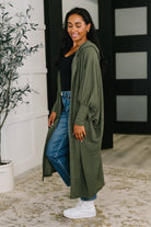 Pamper Travel Hooded Cardigan in Olive - Charming Charlie