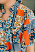 Pardon Me Patchwork Puff Sleeve Blouse - Charming Charlie
