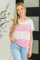 Parlour Picnic Color Block Knit Top in Pink - Charming Charlie