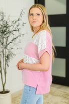 Parlour Picnic Color Block Knit Top in Pink - Charming Charlie