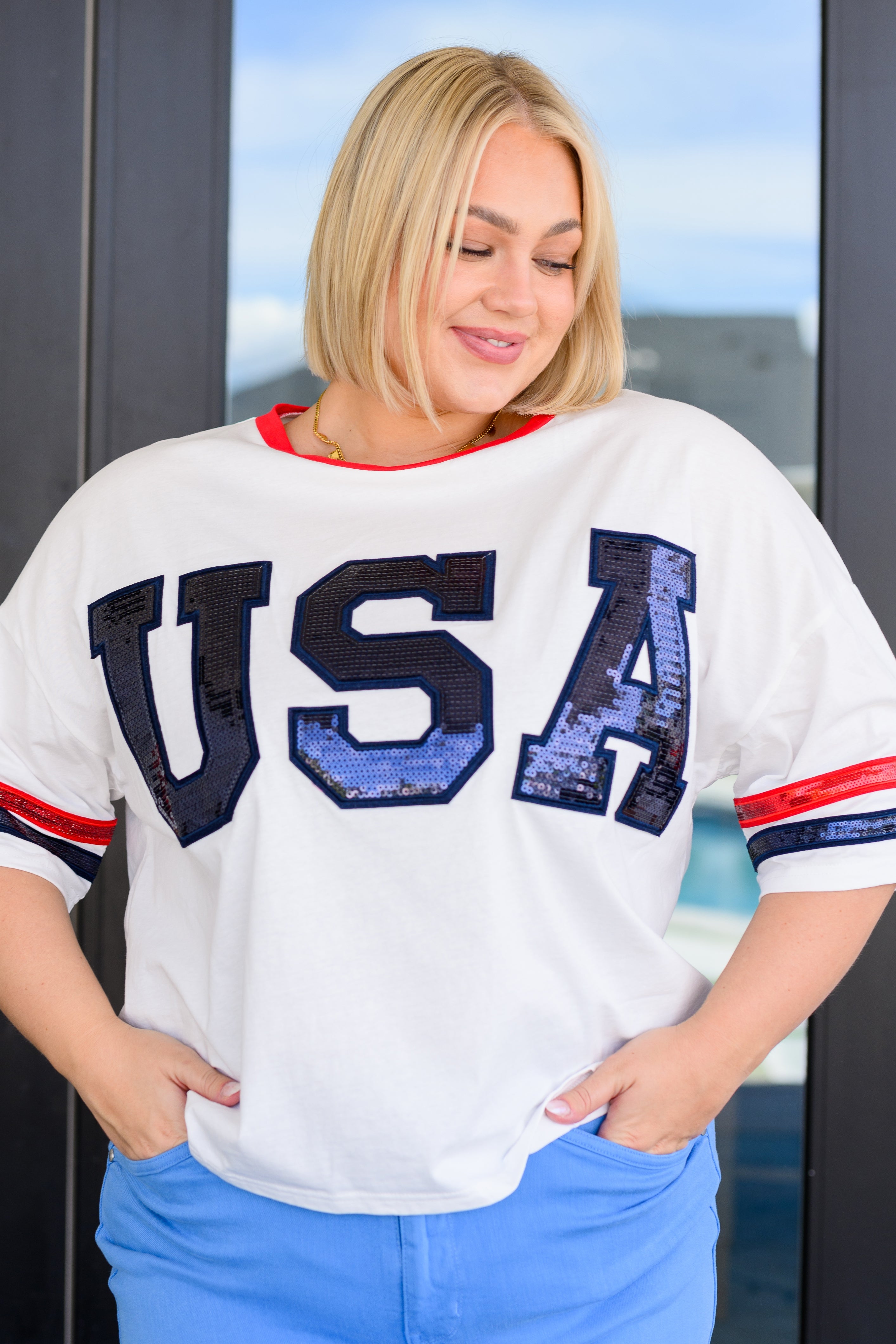 Party In The USA Drop Shoulder Top - Charming Charlie