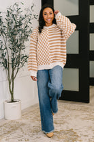 Pattern Play Oversized Pullover in Taupe - Charming Charlie