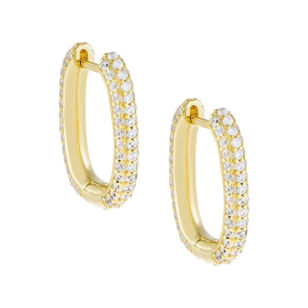  Pavé Oval Huggie Earring - Adina's Jewels