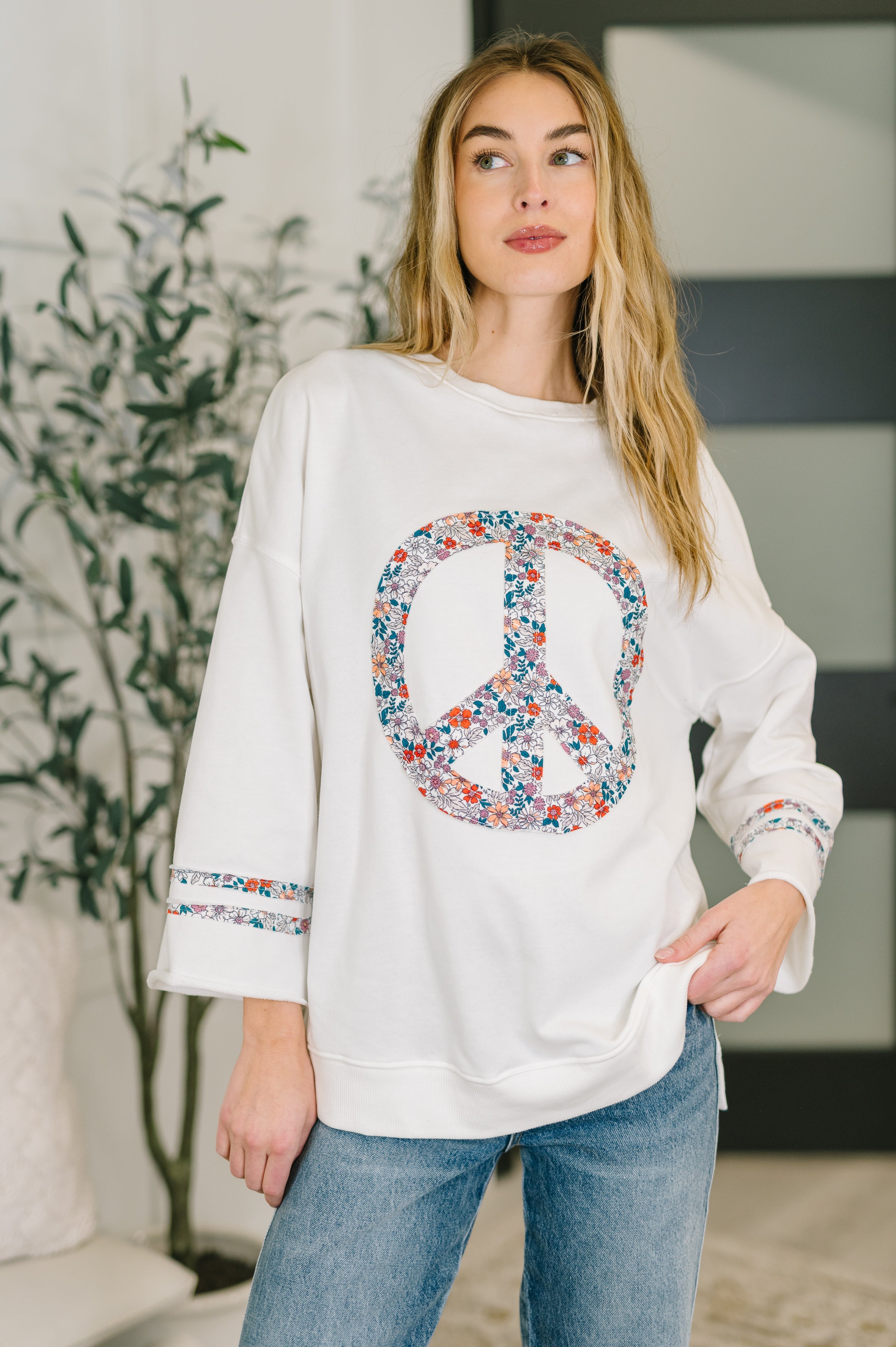 Peace, Love, and Flowers Peace Sign Top - Charming Charlie