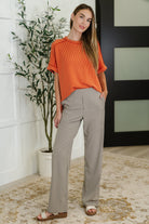 Peachy Keen Straight Leg Trousers in Stone Taupe - Charming Charlie