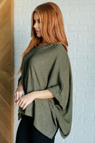 Perfectly Poised Hooded Poncho in Olive - Charming Charlie