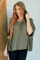 Perfectly Poised Hooded Poncho in Olive - Charming Charlie