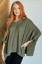 Perfectly Poised Hooded Poncho in Olive - Charming Charlie