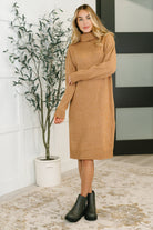 Personal Assistant Turtleneck Dress in Deep Camel - Charming Charlie