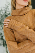 Personal Assistant Turtleneck Dress in Deep Camel - Charming Charlie